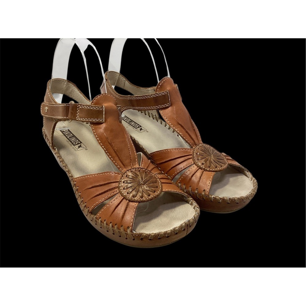 Pikolinos Puerto Vallarta Brown Leather Strappy Wedge Sandals EU 37 US 6,5